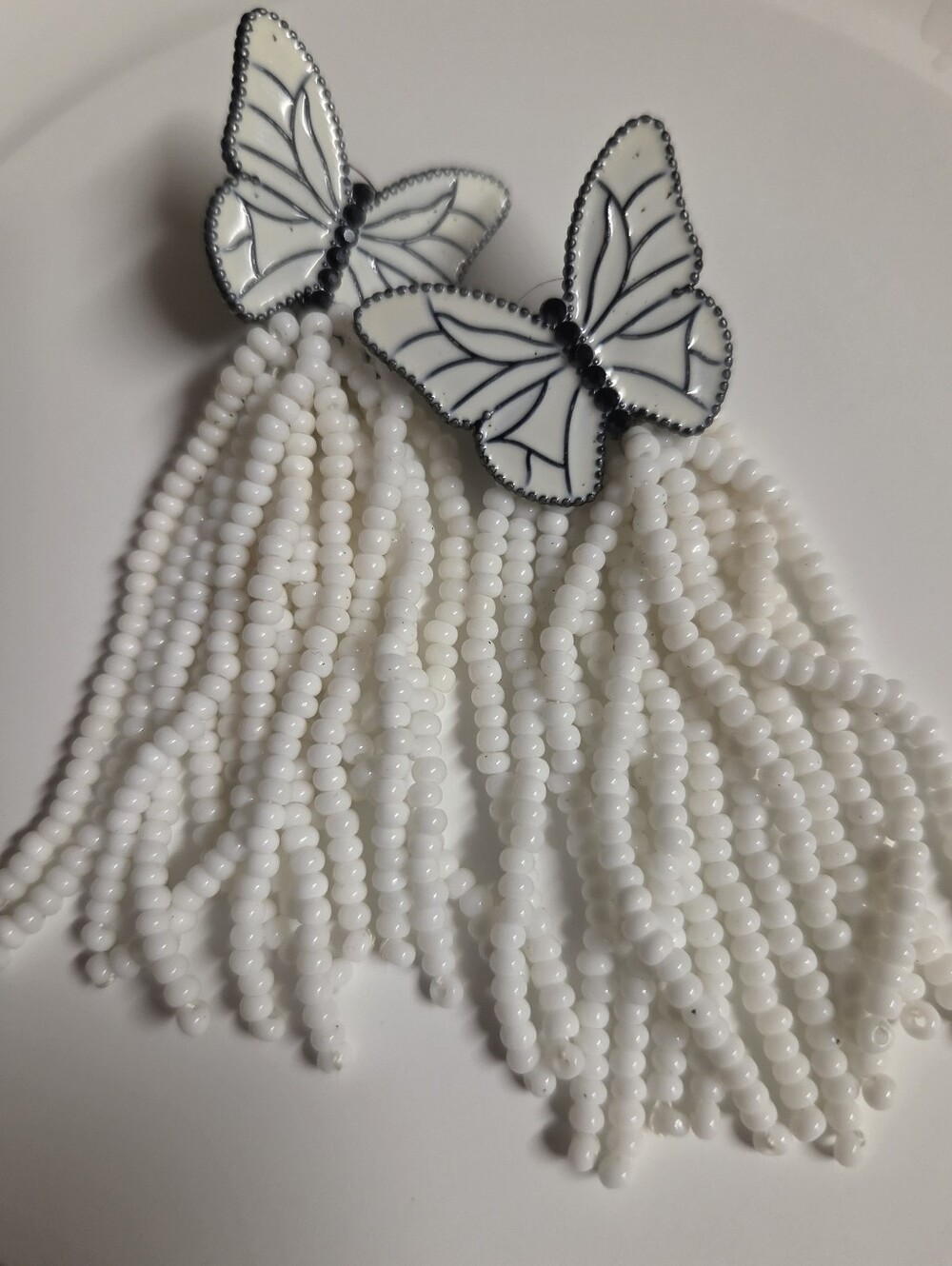 Baublebar White Butterfly Fringe Statement Earrings